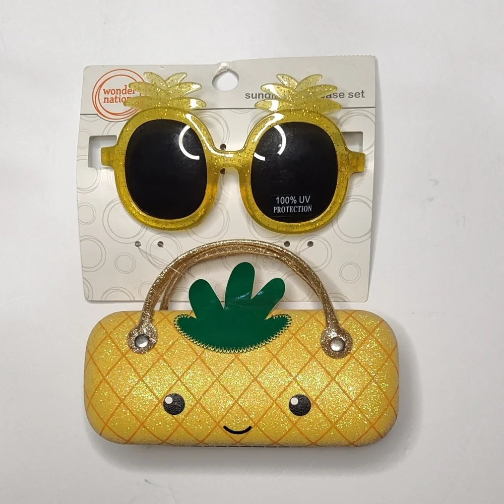 Wonder Nation Yellow Pineapple Sunglasses and Case Set NWT